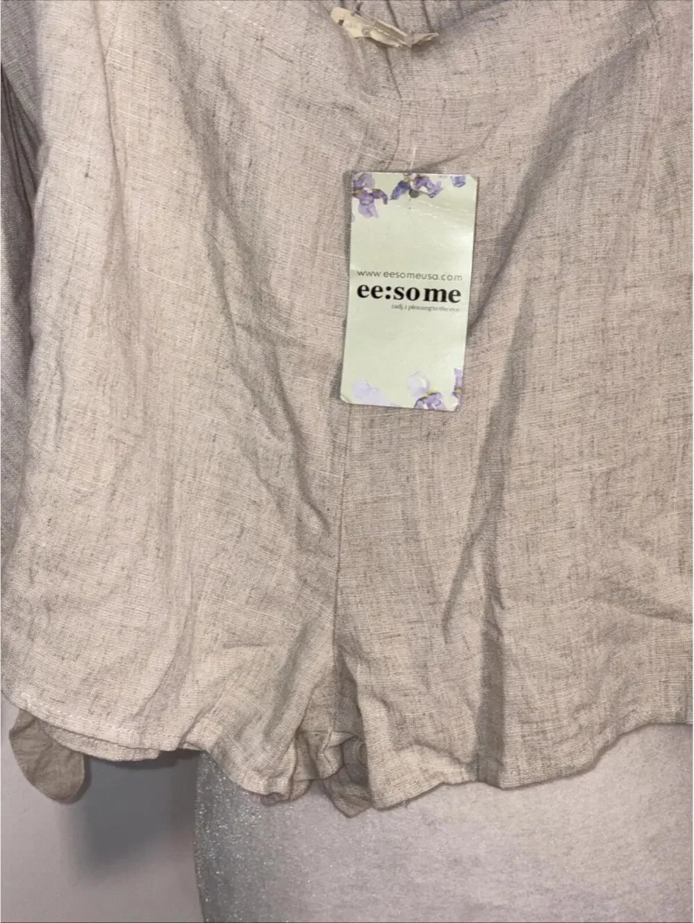 We:some Linen Blend Shorts, Front Tie Side Zipper Elastic Back Waist‎ Large NWT